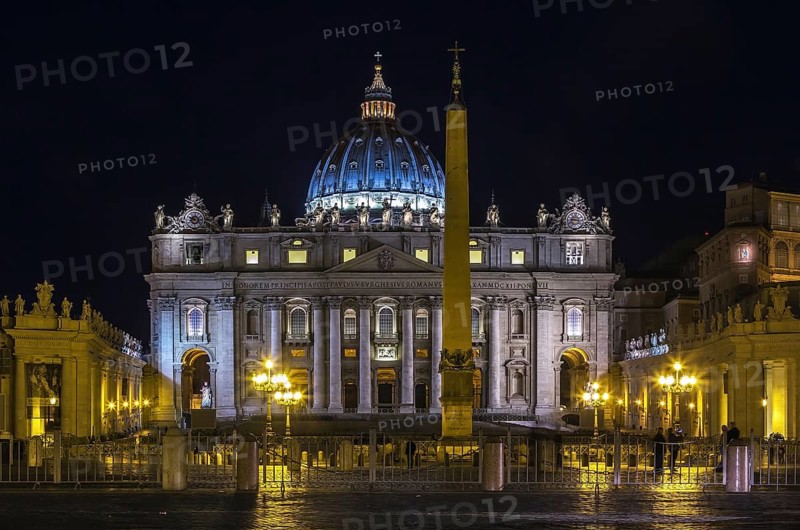 St. Peter Basilica is a church in the Renaissance style located in the Vatican City. Evening