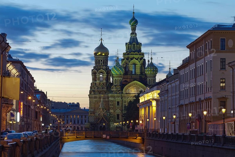 One of the wonderful views of St. Petersburg White Nights. Church of the Savior on Blood is located in the historic center of St. Petersburg on the bank of the Griboyedov Canal near Mikhailovsky Garden and the Stables area, not far from the Champs de Mars