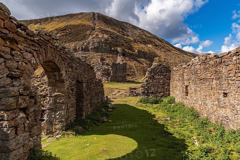 The remains of Blakethwaite Smelt Mill near Gunnerside, North Yorkshire, England, UK