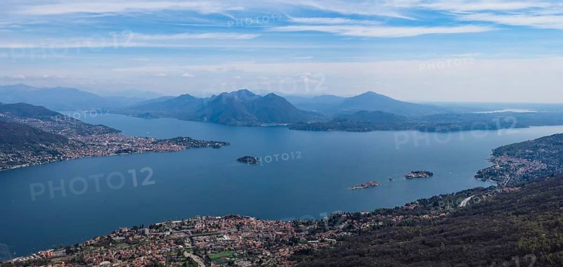 Aerial views of Borromeo Islands on Lake Maggiore