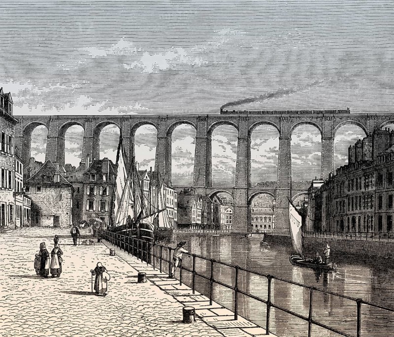 Viaduc de Morlaix, Morlaix, Finistère department of Brittany in northwestern France, 19th century