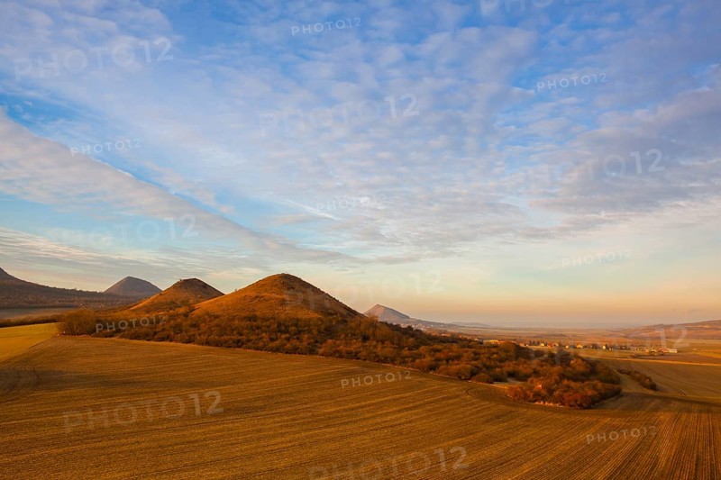 Sunrise in Central Bohemian Highlands, Czech Republic. Central Bohemian Uplands is a mountain range located in northern Bohemia. The range is about 80 km long