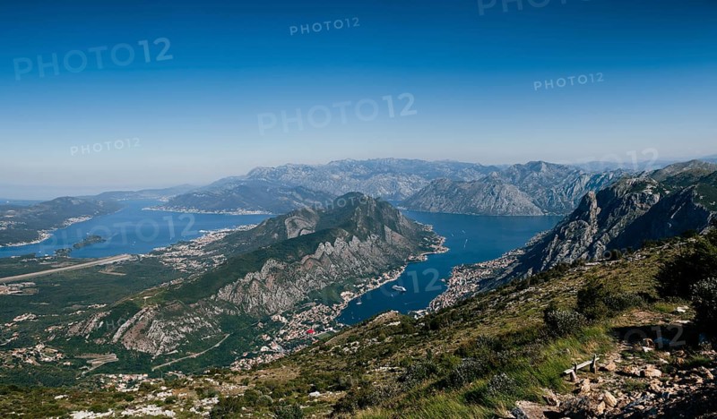 Mountains around the Bay of Kotor. Mount Lovcen.