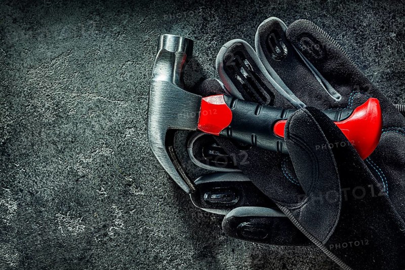 Little Claw Hammer And Black Working Gloves