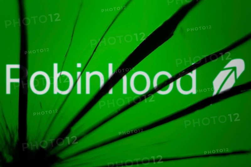 Dhaka, Bangladesh- 09 Nov 2024: Robinhood logo is visible on the broken glass