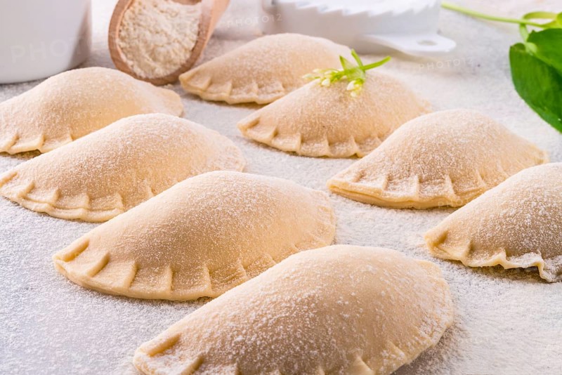 Pierogi with wild garlic filling