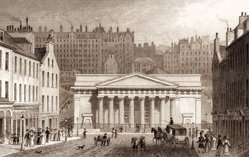 Royal Institution, from Hanover Street, Edinburgh, Scotland, 19th century, from Modern Athens by Th. H. Shepherd