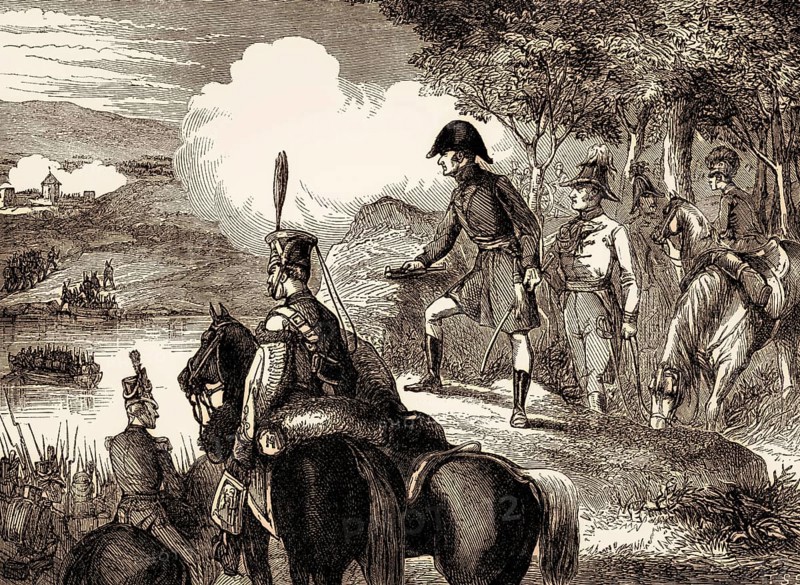 Wellesley crossing Douro River, Second Battle of Oporto, 12 May 1809, From British Battles on Land and Sea by James Grant