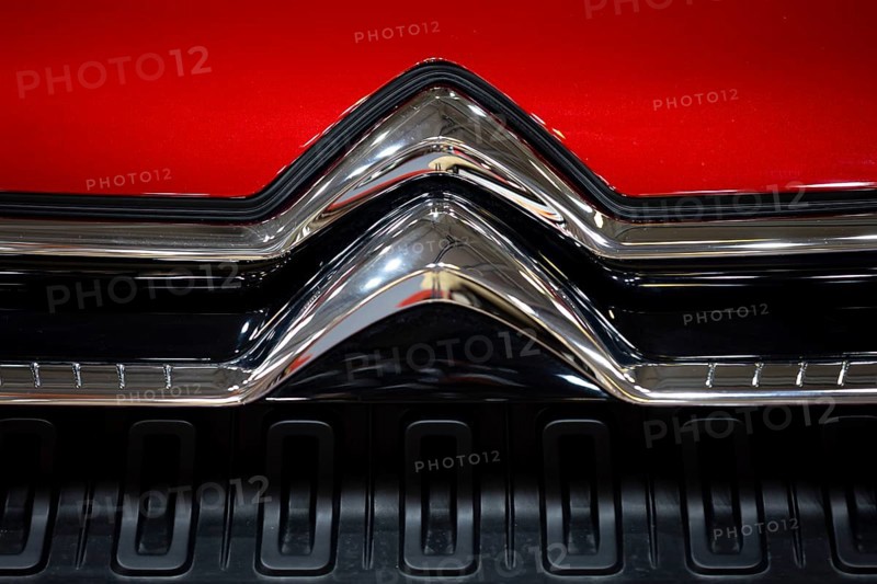 Sofia, Bulgaria - 3 June, 2022: Close-up of Citroen logo is seen at Sofia Motor Show
