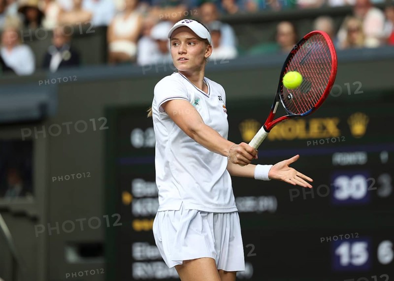 Kazakh tennis player Elena Rybakina in action at the 2024 Wimbledon Championships, London, England, United Kingdom, Europe