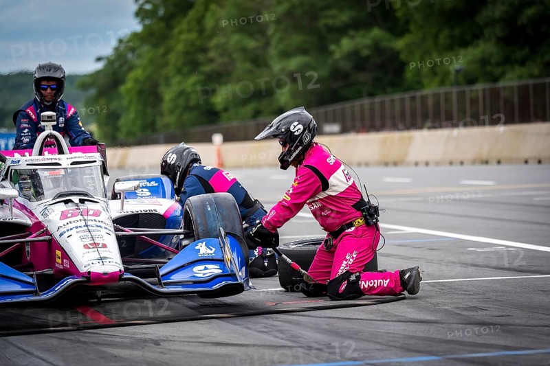 Felix Rosenqvist (60) of Varnamo, Sweden comes down pit road for service during the XPEL Grand Prix at Road America in Elkhart Lake, WI