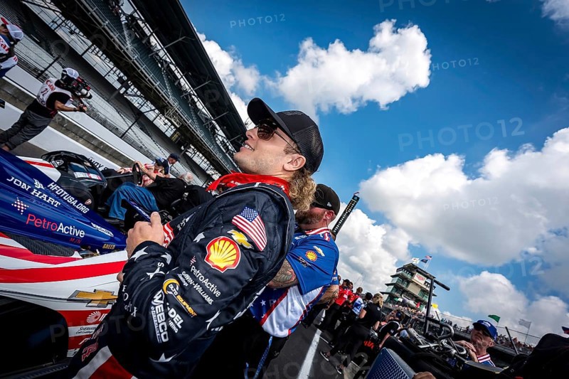 SANTINO FERRUCCI (14) of Woodbury, Connecticut prepares to qualify for the 108th Running of the Indianapolis 500 at the Indianapolis Motor Speedway in Speedway, IN