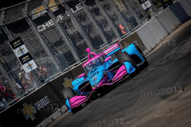 INDYCAR driver, DEVLIN DeFRANCESCO (29) of Toronto, Canada, travels through the turns in his Andretti Steinbrenner Autosport Honda car during a practice session for the Chevrolet Detroit Grand Prix at the Streets of Downtown Detroit in Detroit, MI, USA, North America
