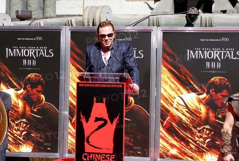 HOLLYWOOD, CA - OCTOBER 31, 2011: Mickey Rourke Hand And Footprint Ceremony held at Grauman's Chinese Theater in Hollywood, USA on October 31, 2011. Hollywood, California, USA, North America