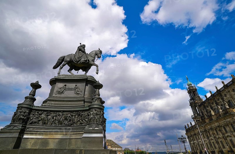 Statue of King Johann in Theaterplatz of Dresden near Opera of Germany