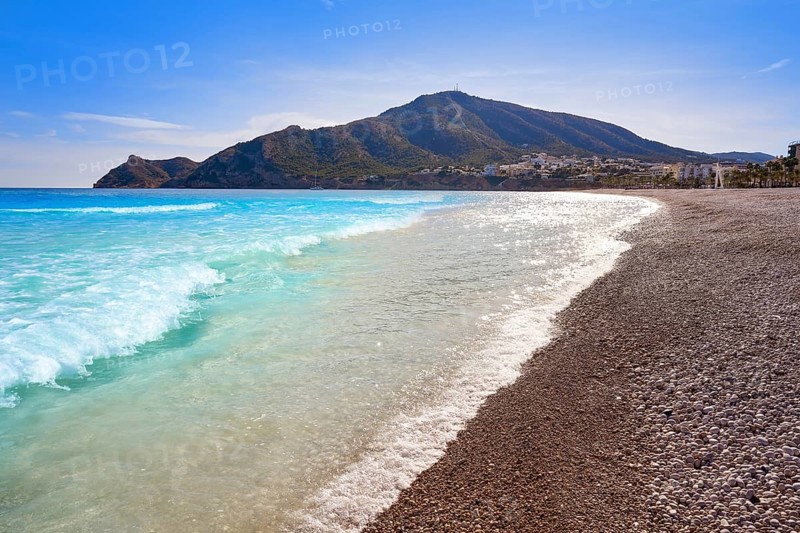 Altea Cap Blanc beach beside playa Albir of Alicante in Spain Costa Blanca
