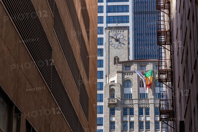 A picture of the James Oviatt building as seen from a nearby alley