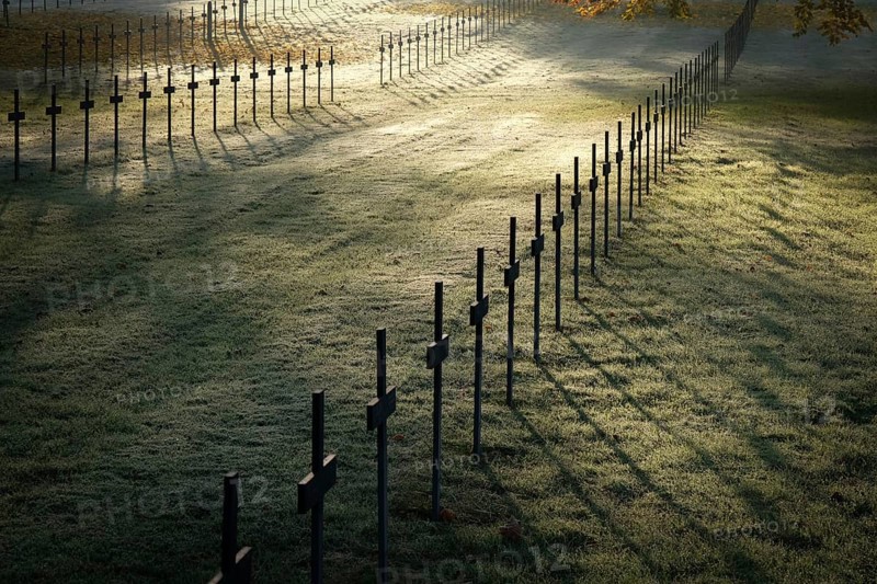 German WW1 national war cemetery at Neuville Saint-Vaast in France. It is the largest German cemetery in France, containing 44, 833 burials, of which 8, 040 were never identified