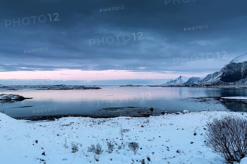 Winter landscape in the Lofoten Islands, Norway, Europe