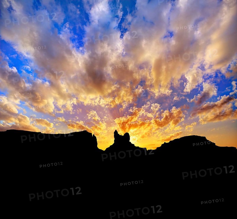Sunset on US 163 Scenic road to Monument Valley Park Utah
