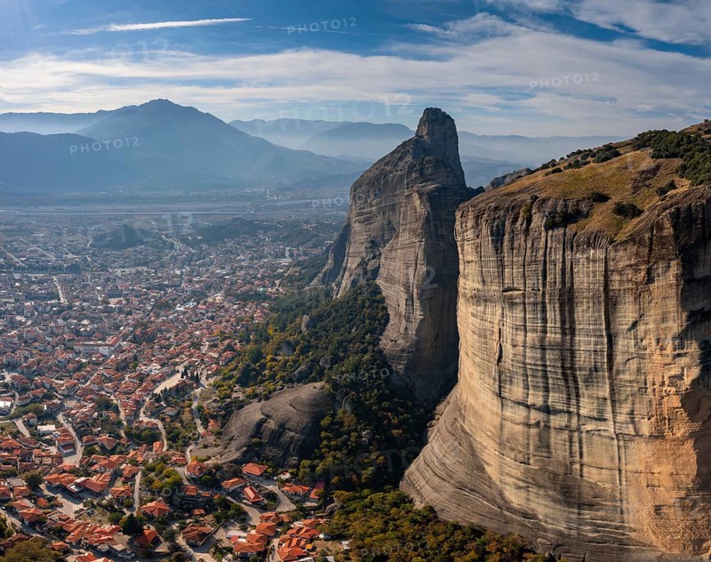 A view of Kalabaka village and landscape of Meteora