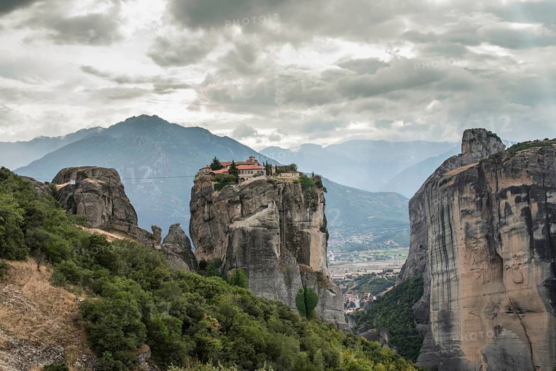 Meteora in Greece. Meteora is the monasteries on the top of the rock towers. Greece, Meteora
