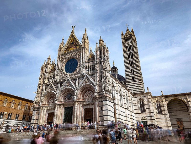 SIENA, ITALY, SEPTEMBER 23, 2023, Portal of the famous cathedral of Siena, Italy, Europe