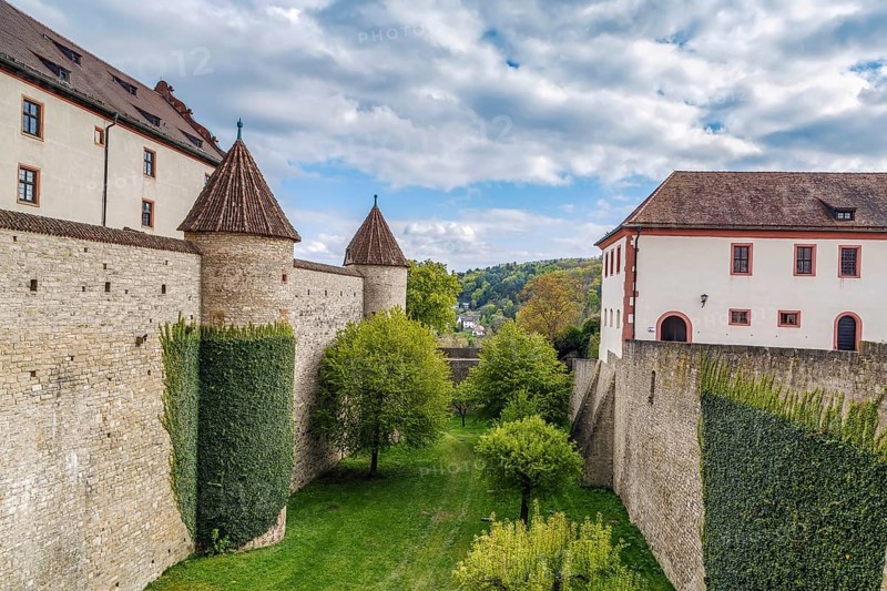 Fortress Marienberg is a symbol of Wurzburg, Germany. Wall and garden
