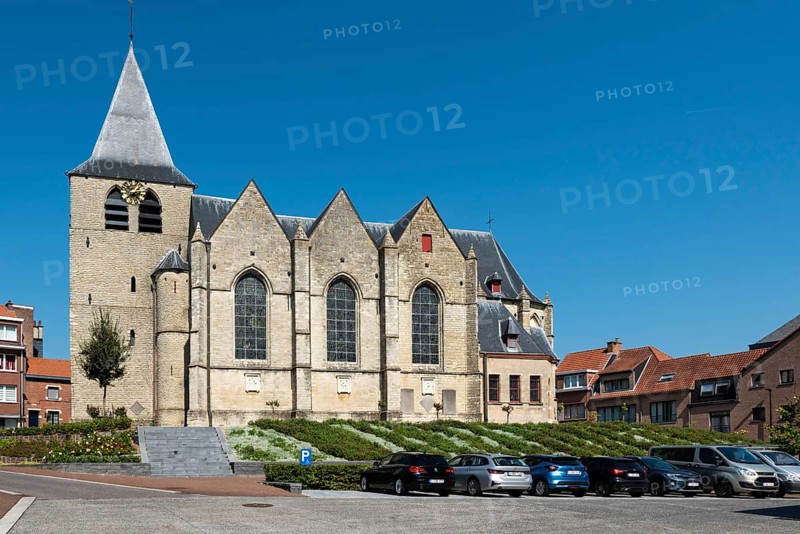 Wemmel, Flemish Region, Belgium, 09 01 2021 Facade and suburban surroundings of the catholic church, Europe