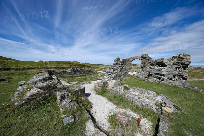 Ruins of the ruined St Dwynwen Church, Llanddwynn Island, Newborough, Anglesey, Wales, Great Britain