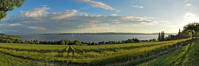Panorama of Lake Constance with the Birnau pilgrimage church