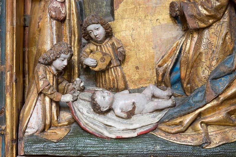 Schlutup clan altar from St Katharinen, around 1500, Adoration with angels, St., Sankt, Saint