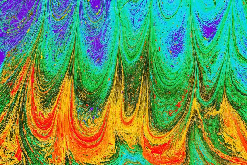 Beautiful abstract art of Ebru marbling painting techniques on water with acrylic paints