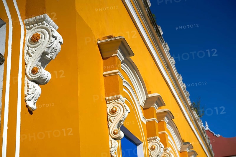 Merida city colorful facades of Yucatan in Mexico