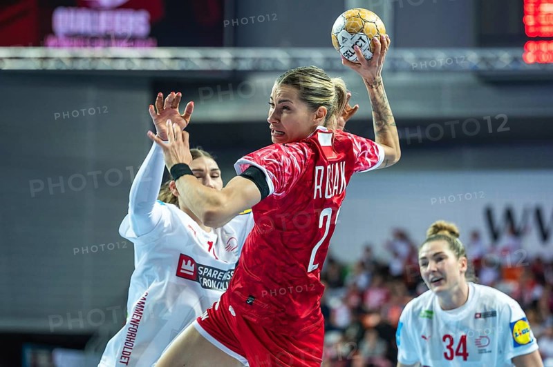 LUBIN, POLAND - FEBRUARY 28, 2024: qualifications for the European Championships handball women's match between national teams Poland and Danmark. In action Rosiak Aleksandra.