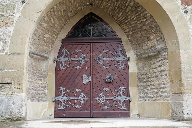 Historic portal, new building hall, door lock, decoration, granary, Middle Ages, Schwäbisch Hall, Germany, Europe