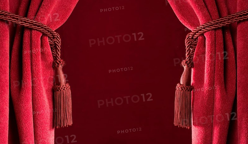 Red theatre curtains and red tassels