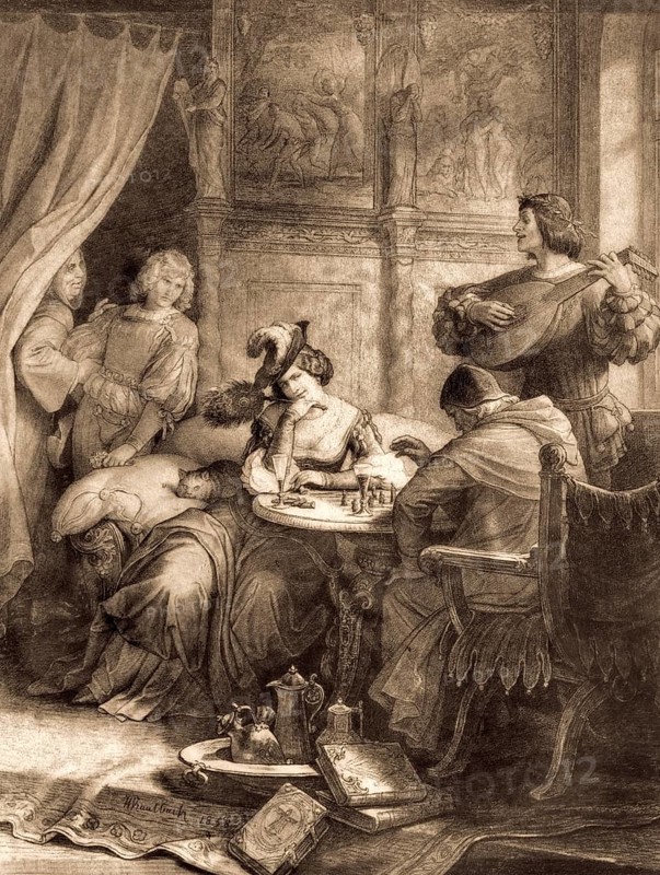 Adelheid von Walldorf, scene from the drama Goetz of Berlichingen of the Iron Hand by Johann Wolfgang von Goethe, after Wilhelm von Kaulbach