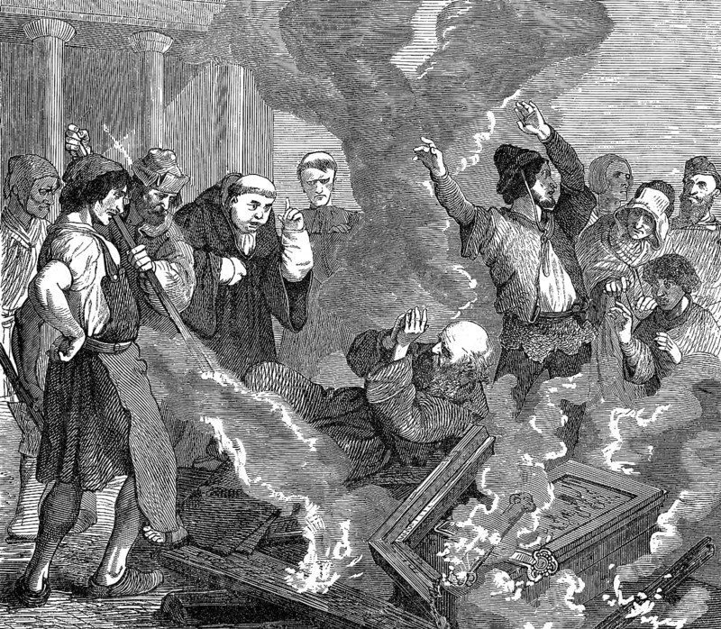 Peter of Bruys, Pierre De Bruys or Peter de Bruis, 1117 – c.1131, a popular French religious teacher, burning in his own bonfire