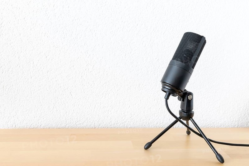 An image of a typical microphone on white background