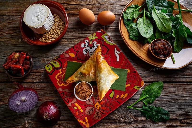 Spinach and cheese Briouat Moroccan recipe filo pastries parcels