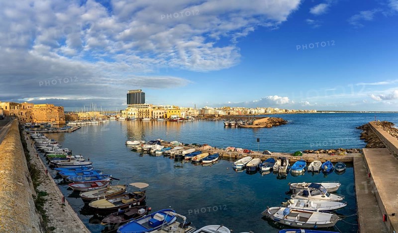Gallipoli, Italy, 29 November, 2023: view of the harbor and sports marina of Gallipoli in Apulia, Europe