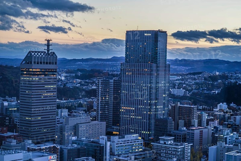 Streets of Miyagi Prefecture and Sendai (from the observatory of the AER). Shooting Location: Sendai, Miyagi Prefecture