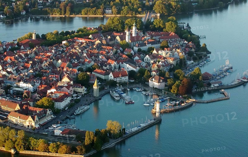 Aerial photograph, Lindau Island, Lake Constance, Bavaria