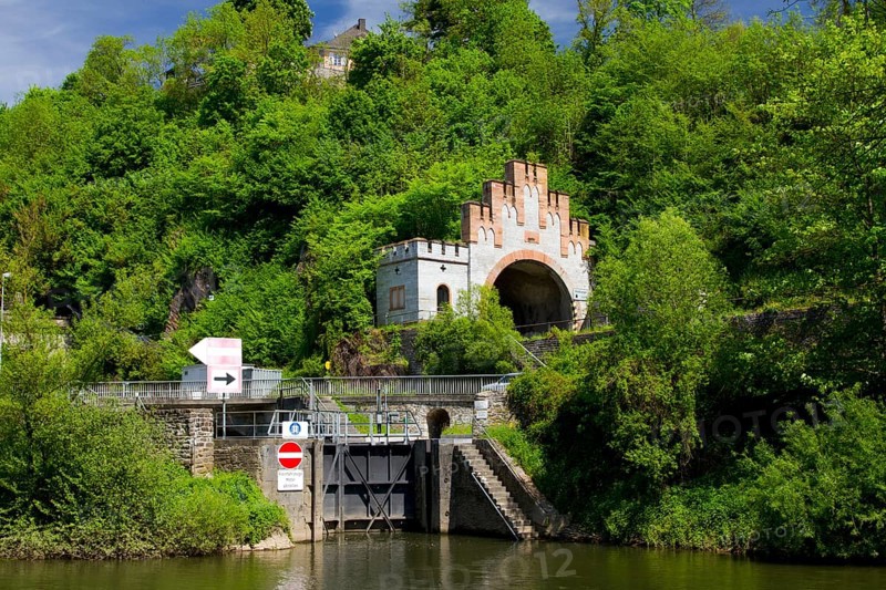 Germany, Hesse, Weilburg an der Lahn, ship tunnel, boat tunnel, lock, Federal Republic of Germany, Europe