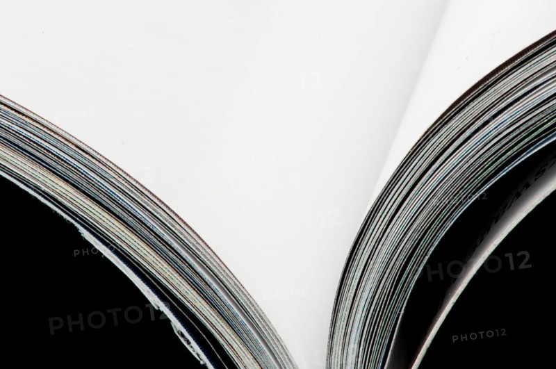 Open magazine blank pages. Close up