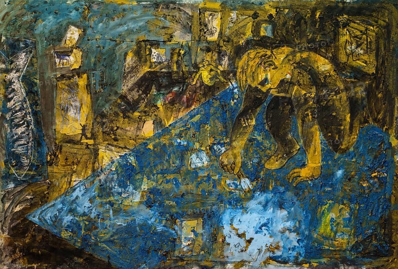Miquel Barceló, PINTOR DAMUNT EL QUADRE, 1983, Sa Bassa Blanca Museum (msbb) Yannick Vu and Ben Jakober, Alcudia, Majorca, Spain, Europe