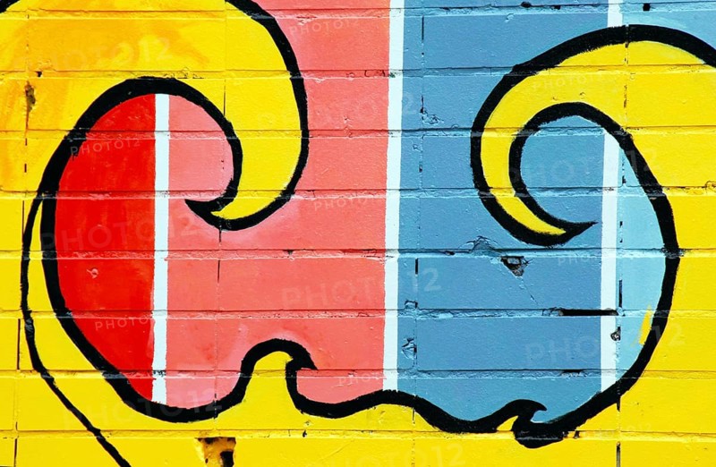 Graffiti details in yellow and black colours