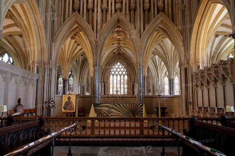 Interior view, altar, Wells Cathedral, Wells, England, Great Britain
