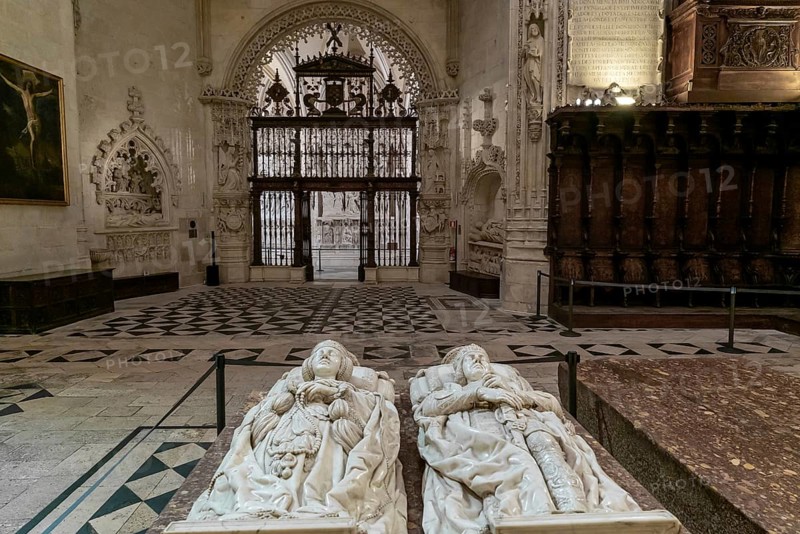 Burgos, Spain, 14 April, 2024: view of the tomb of the Duke and Duchess of Frias in the Chapel of the Purification in the cathedral of Burgos, Europe